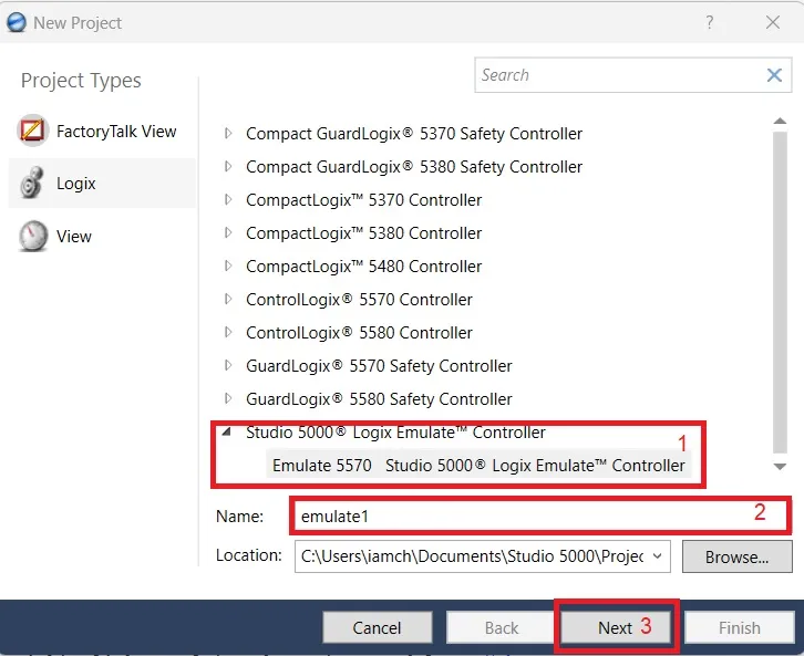img/emulate5000/start studio and select emulate controller.webp